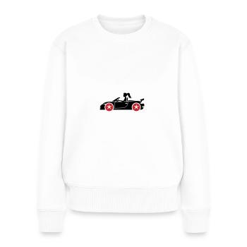 Frau Auto Cabrio - Frauen Premium Bio Pullover - Weiß - Vorne - Julia (174cm)