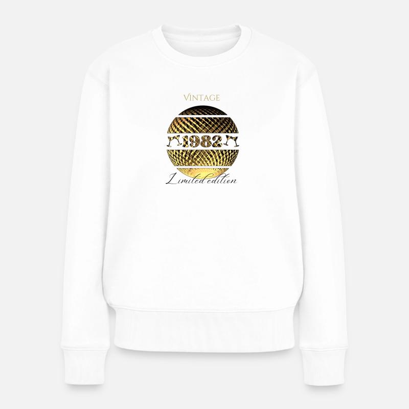 Vintage 1982 limited edition 42. Geburtstag gold - Frauen Premium Bio Pullover - Weiß