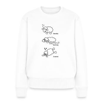 Schaf Standby Running Crashed - Frauen Premium Bio Pullover - Weiß - Vorne - Julia (174cm)