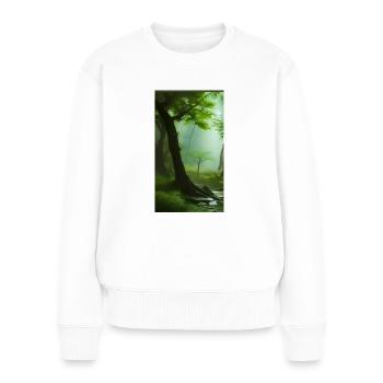 Stiller Waldzauber - Frauen Premium Bio Pullover - Weiß - Vorne - Julia (174cm)