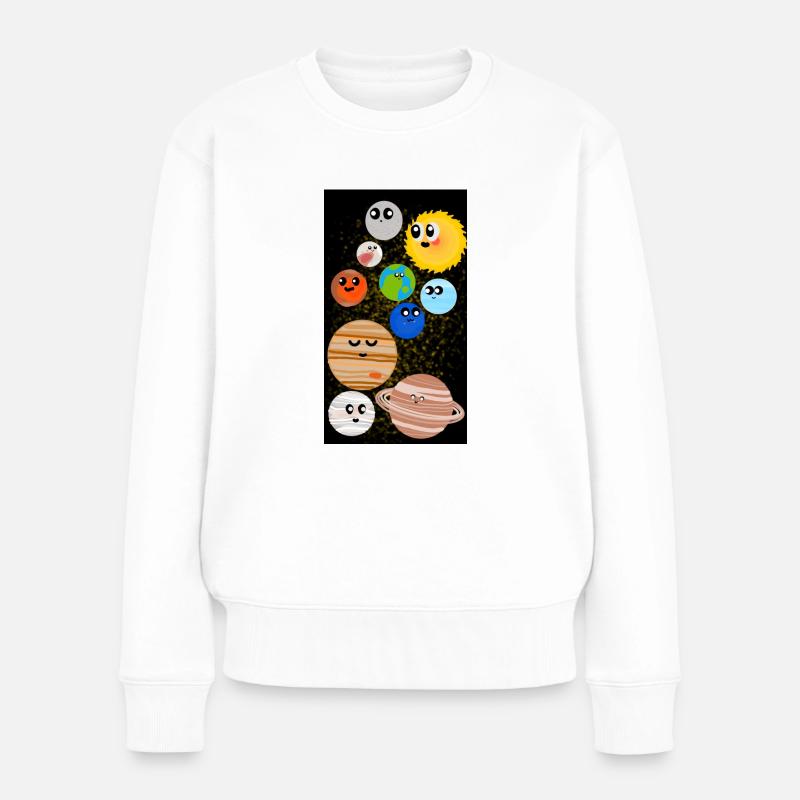 Cute Planets - Frauen Premium Bio Pullover - Weiß