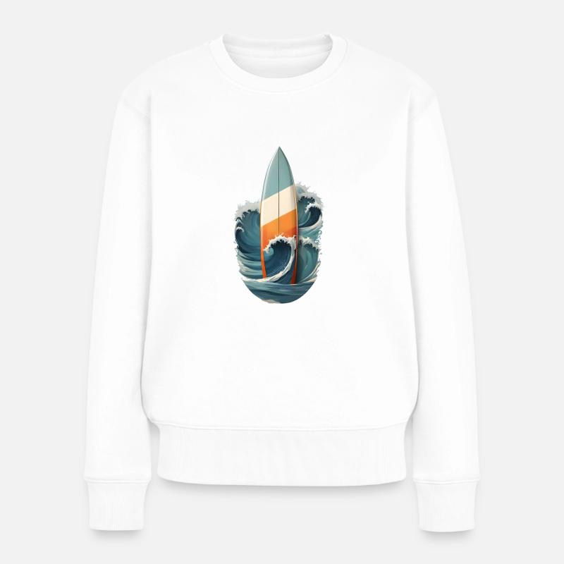 Surf the wave - Frauen Premium Bio Pullover - Weiß