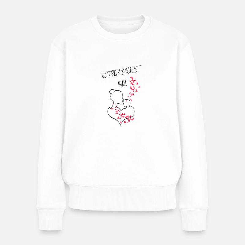 WORLD‘S BEST MUM - Frauen Premium Bio Pullover - Weiß