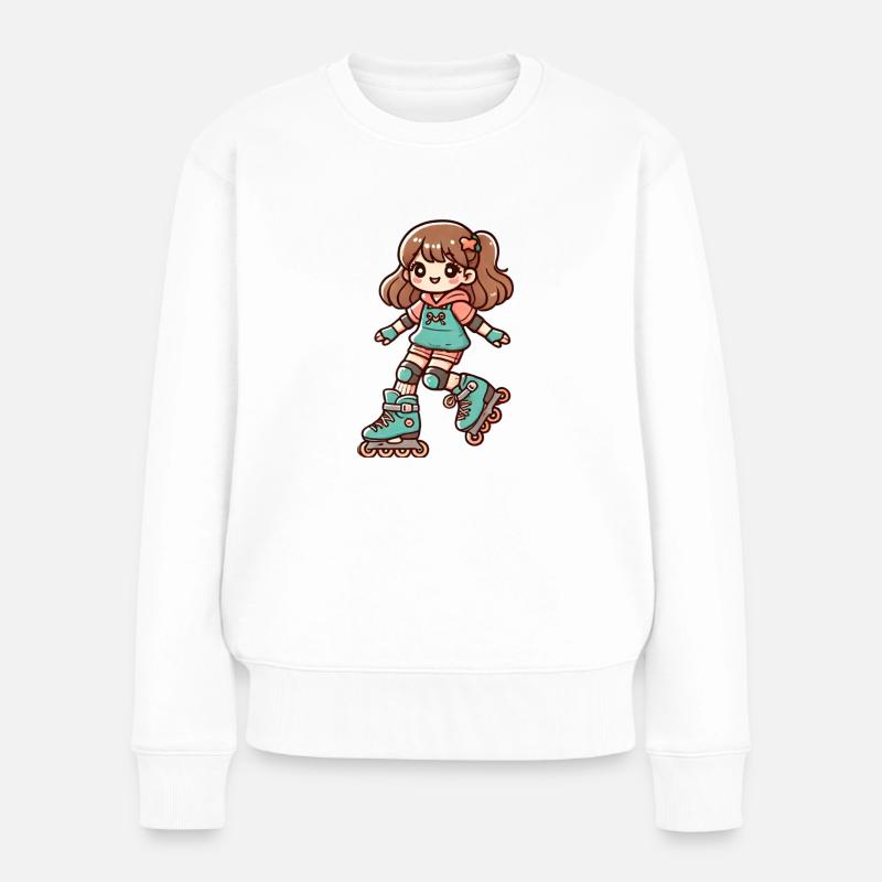 Fille qui fait du roller - Pull Premium bio Femme - blanc