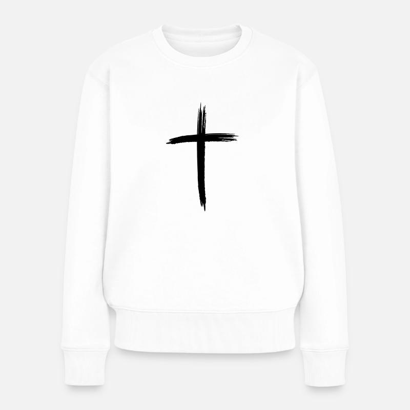Kreuz - Frauen Premium Bio Pullover - Weiß
