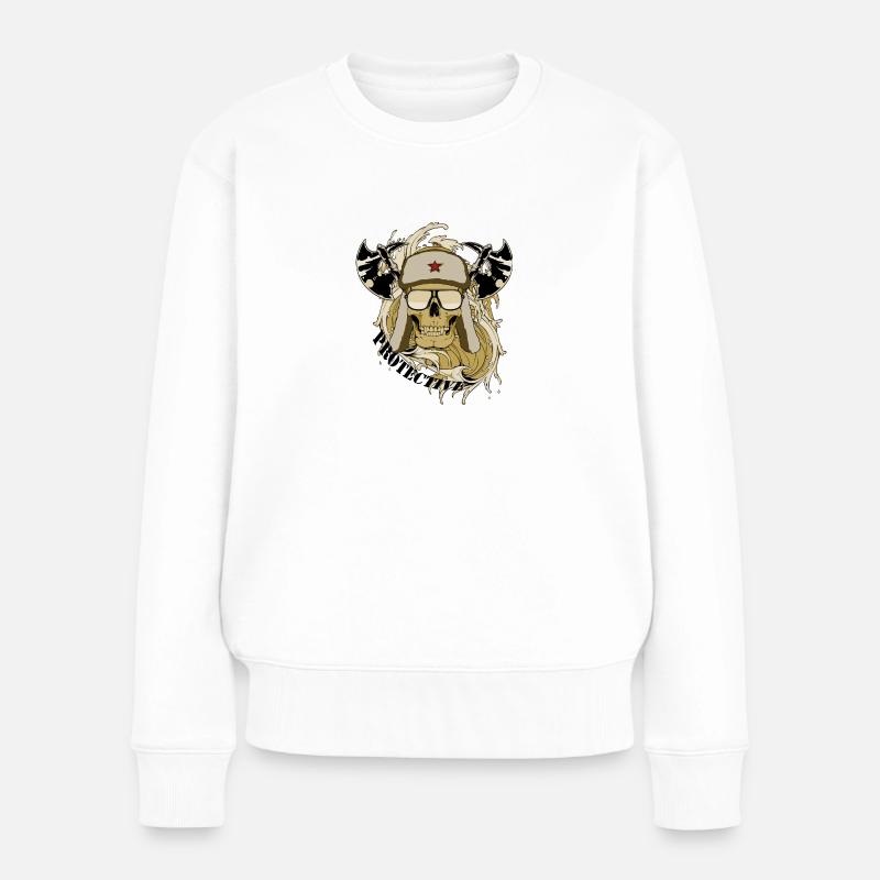 protective skull - Frauen Premium Bio Pullover - Weiß