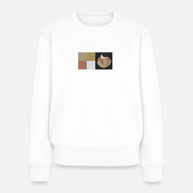 Blume in Erdfarben - Frauen Premium Bio Pullover - Weiß