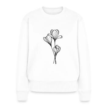 Fleur de crocus - Pull Premium bio Femme - blanc - Devant - Julia (174cm)