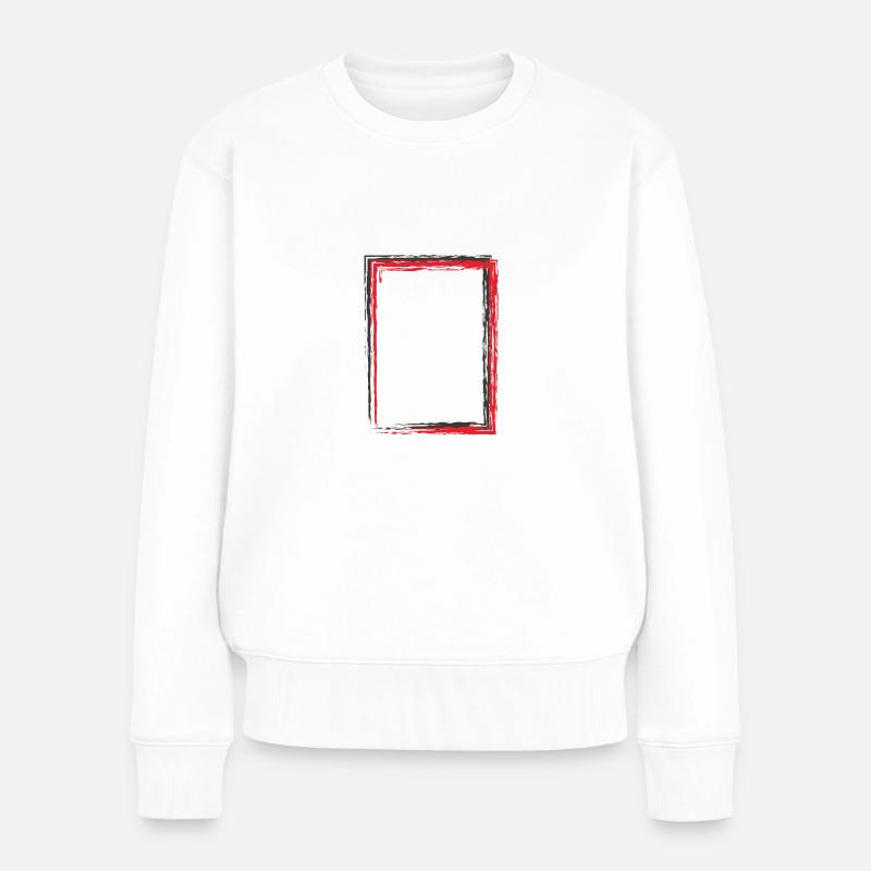 Rahmen Viereck - Frauen Premium Bio Pullover - Weiß