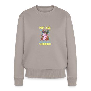 Mir egal Schaukel Schaukeln - Frauen Premium Bio Pullover - Taupe - Vorne - Julia (174cm)