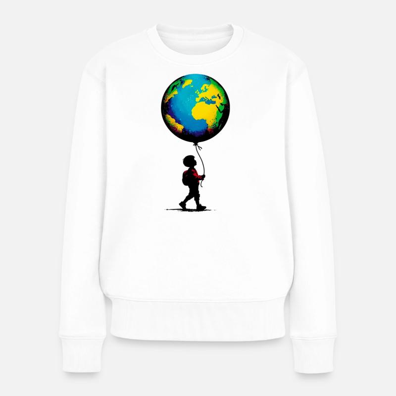 Planet Erde - Frauen Premium Bio Pullover - Weiß