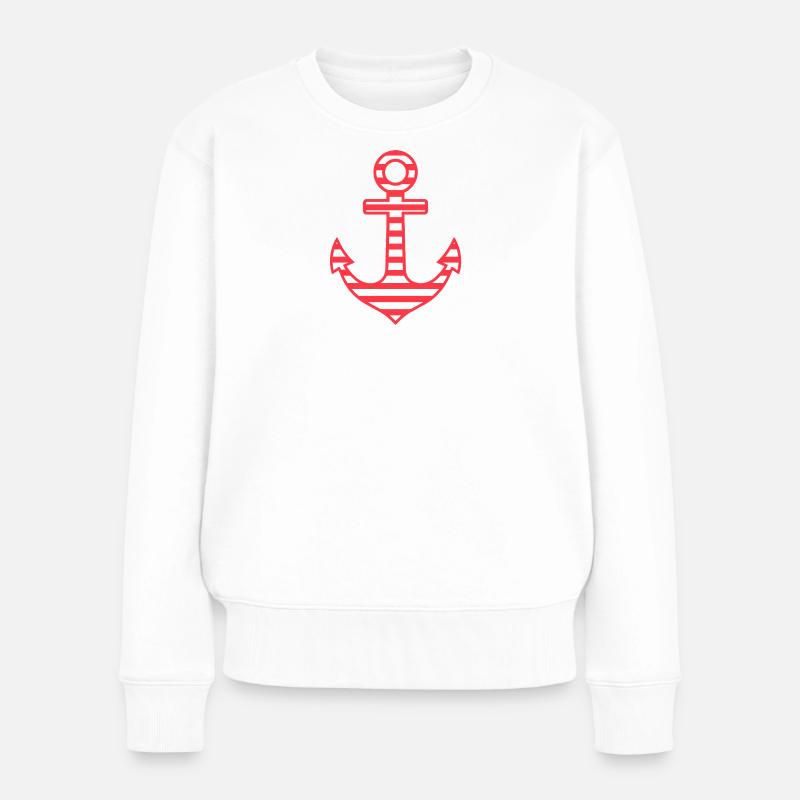 Anker Illustration - Frauen Premium Bio Pullover - Weiß