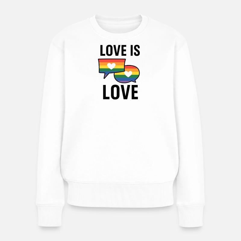Regenbogen Liebe Sprechblasen - Frauen Premium Bio Pullover - Weiß