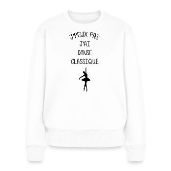 J’peux pas, j’ai danse classique - Pull Premium bio Femme - blanc - Devant - Julia (174cm)