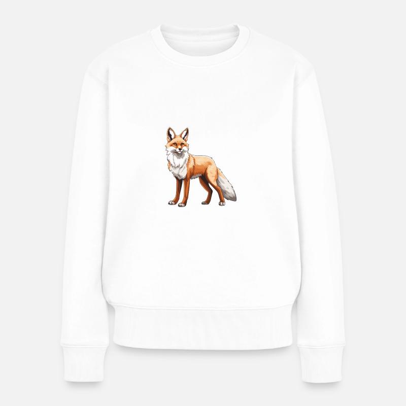Fuchs Tier - Frauen Premium Bio Pullover - Weiß