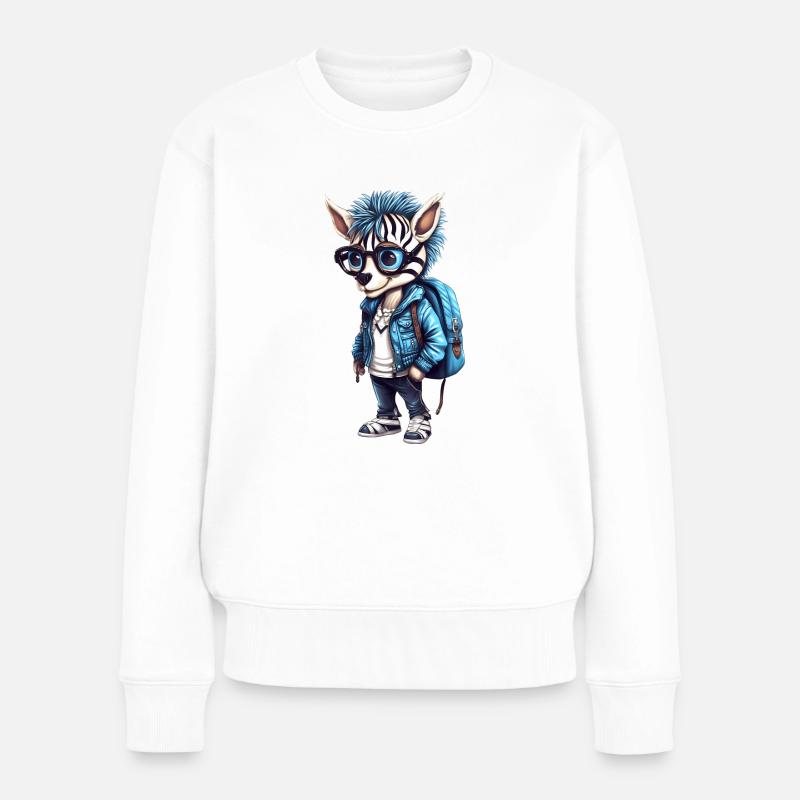 Cute Zebra Cartoon - Frauen Premium Bio Pullover - Weiß