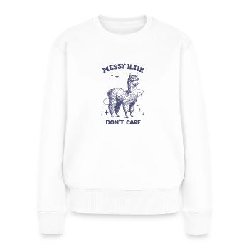 Messy Hair Don't Care Lustiges Alpaka - Frauen Premium Bio Pullover - Weiß - Vorne - Julia (174cm)