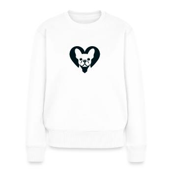 Un bouledogue français dans l’âme - Pull Premium bio Femme - blanc - Devant - Julia (174cm)