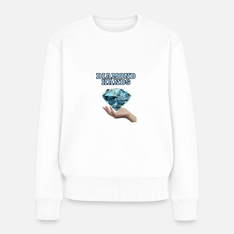 Diamond Hands - Frauen Premium Bio Pullover - Weiß