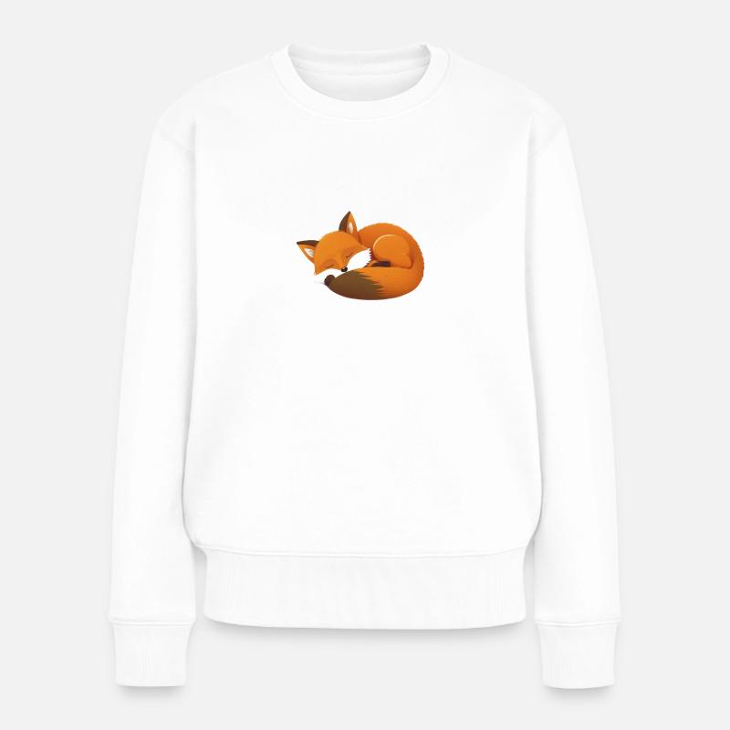 süßer schlafender Fuchs - Frauen Premium Bio Pullover - Weiß