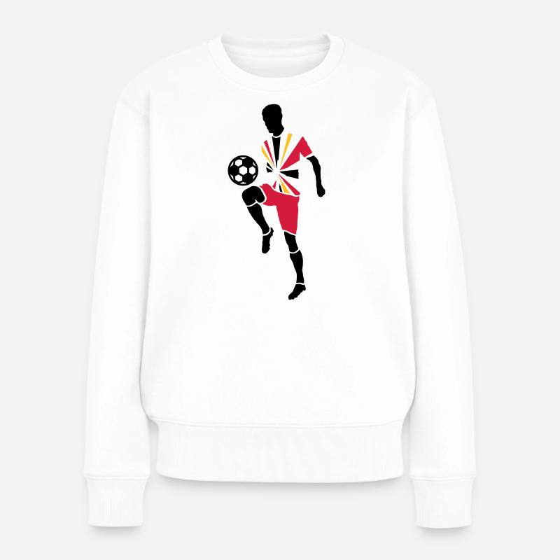 Fußballspieler mit Fußball - Frauen Premium Bio Pullover - Weiß
