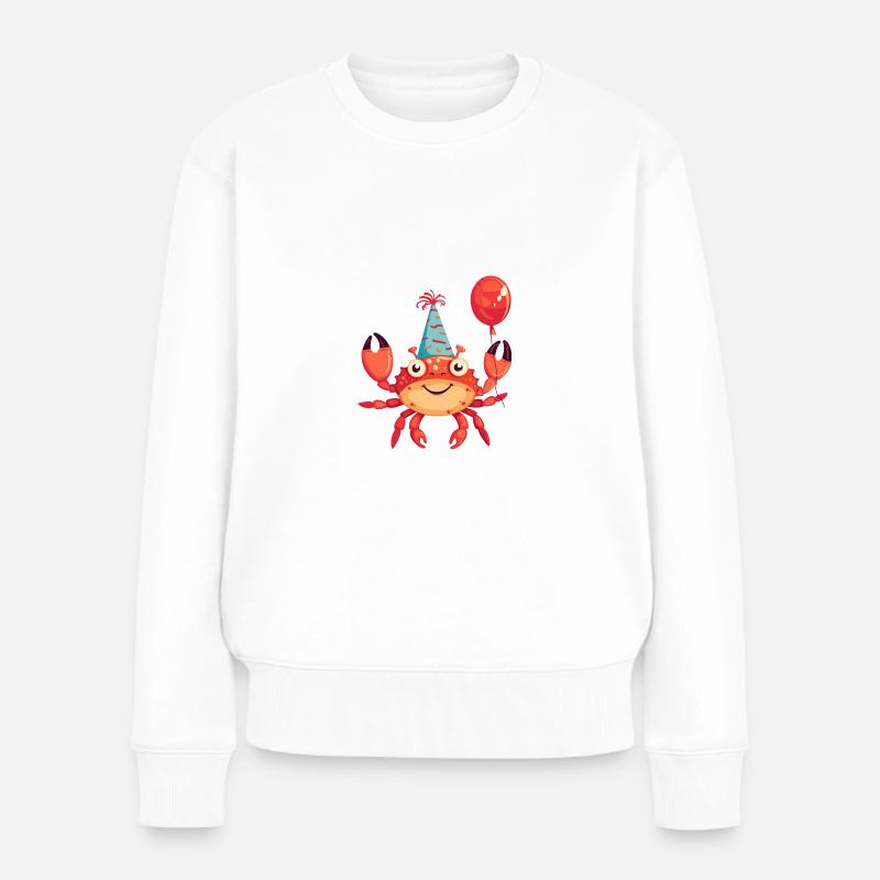 Krebs Krabbe Geburtstag Comic - Frauen Premium Bio Pullover - Weiß