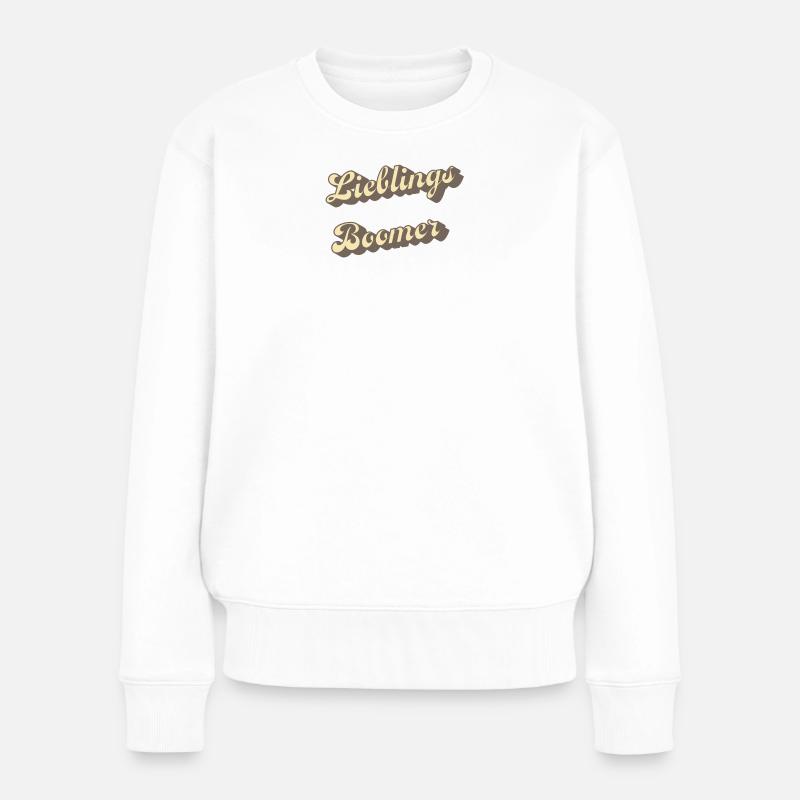 Lieblings Boomer Retro Schriftzug - Frauen Premium Bio Pullover - Weiß