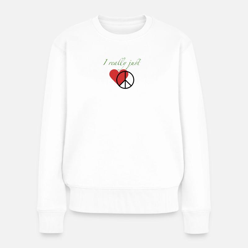 Ich liebe den Frieden - Frauen Premium Bio Pullover - Weiß