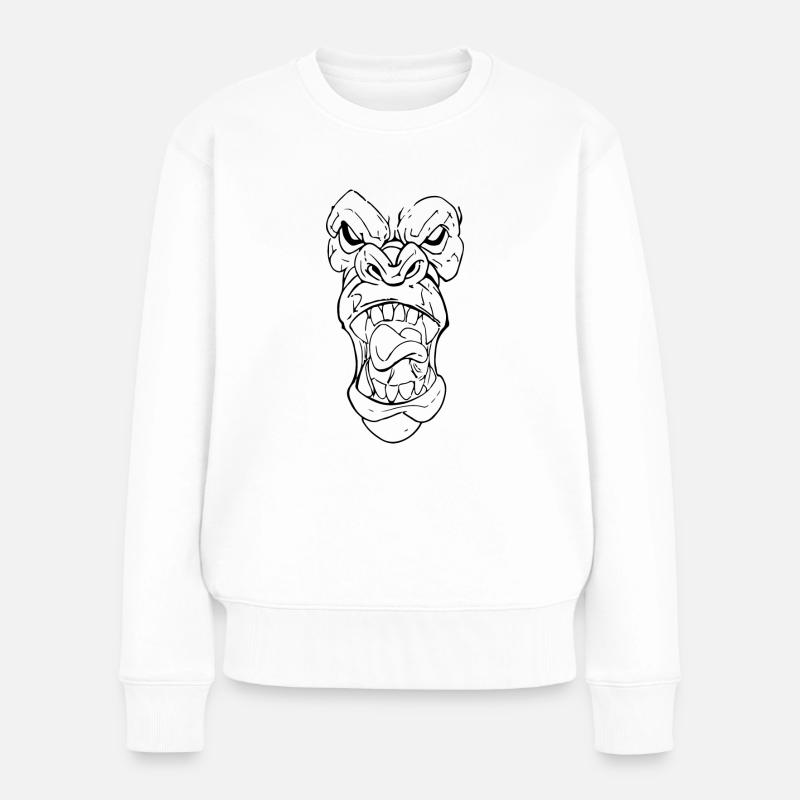 Wütender Gorilla Silberrücken - Frauen Premium Bio Pullover - Weiß