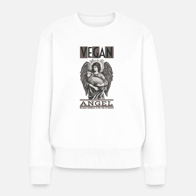 VEGANER ENGEL - Frauen Premium Bio Pullover - Weiß