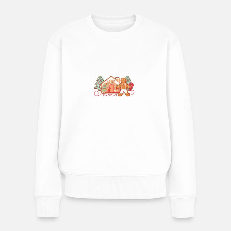 Lustige Lebkuchenmann Vintage Cookie Sprüche - Frauen Premium Bio Pullover - Weiß