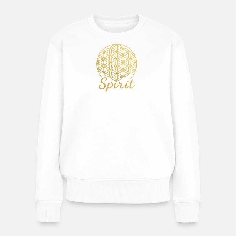 Lebensblume Spirit - Frauen Premium Bio Pullover - Weiß