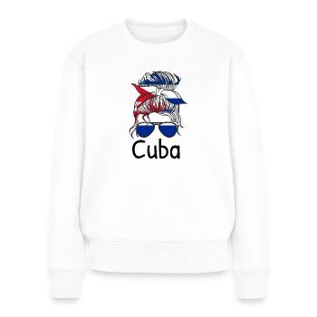 Kuba Flagge Karibik Urlaub Cuba Reise Havanna - Frauen Premium Bio Pullover - Weiß - Vorne - Julia (174cm)