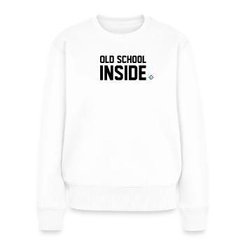 Old School Inside Schwarz - Frauen Premium Bio Pullover - Weiß - Vorne - Julia (174cm)