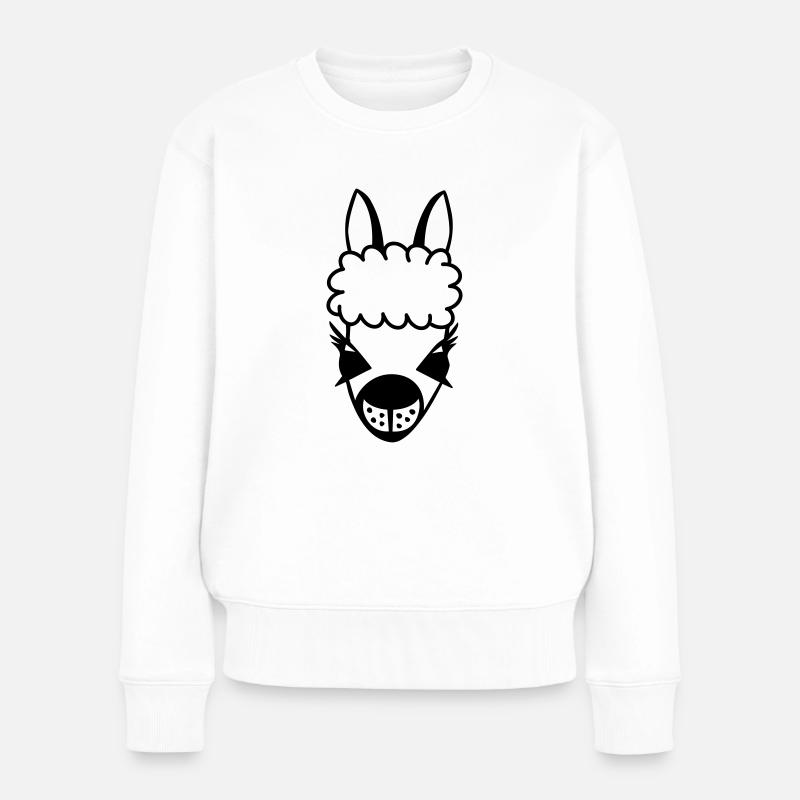lama kontur - Frauen Premium Bio Pullover - Weiß