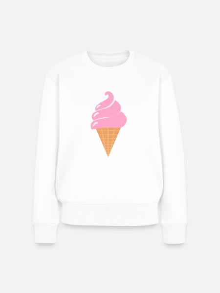 Softeis Eis - Rosa Sommer Eis - Frauen Premium Bio Pullover - Weiß