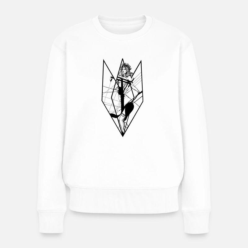 Poles - Geometrische Göttin - Frauen Premium Bio Pullover - Weiß