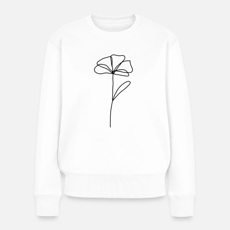 One line Blume - Frauen Premium Bio Pullover - Weiß