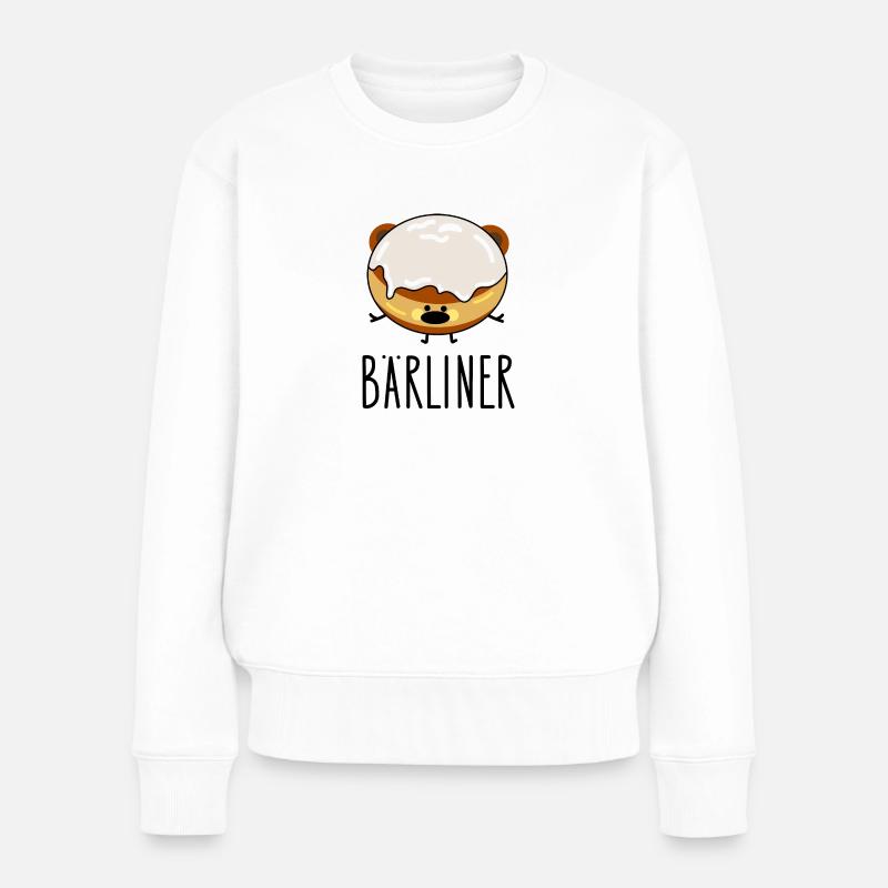 Berliner Pfannkuchen Bär - Frauen Premium Bio Pullover - Weiß