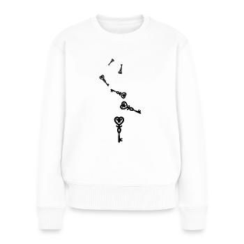 Schlüssel herz hochzeit - Frauen Premium Bio Pullover - Weiß - Vorne - Julia (174cm)
