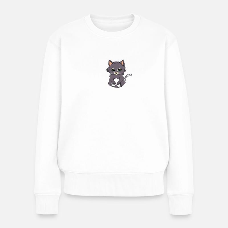 Katze - Frauen Premium Bio Pullover - Weiß