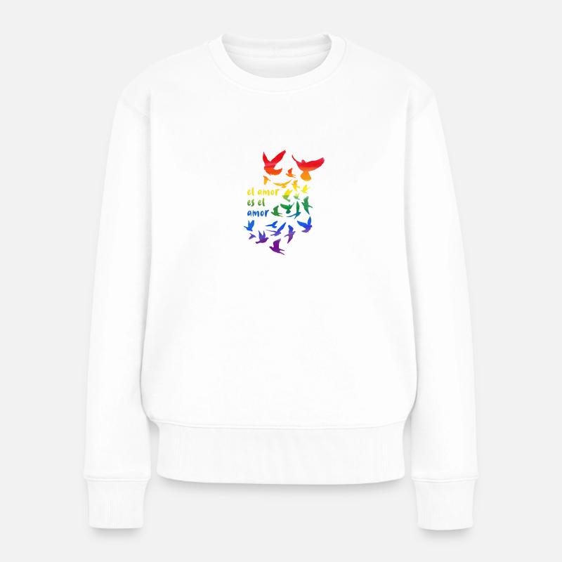 el amor es el amor,regenbogen,tauben,vögel - Frauen Premium Bio Pullover - Weiß