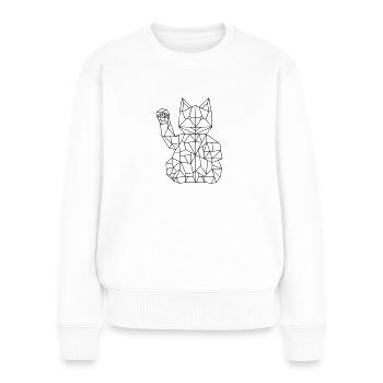 Fortune Cat Maneki-neko Polygon - Frauen Premium Bio Pullover - Weiß - Vorne - Julia (174cm)