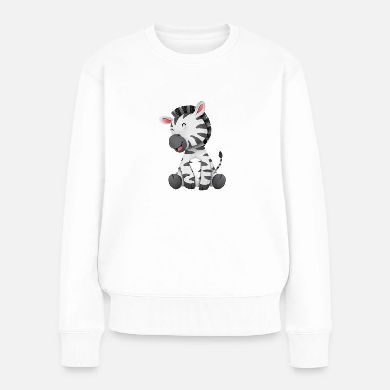 süße Tierfreunde Zebra lächeln - Frauen Premium Bio Pullover - Weiß