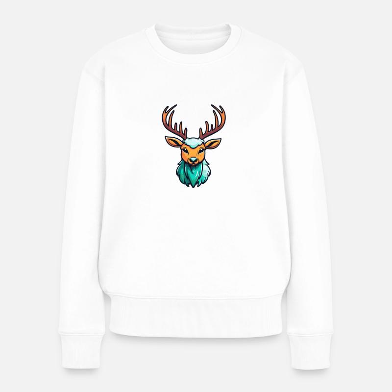 Illustration de Noël de renne - Pull Premium bio Femme - blanc