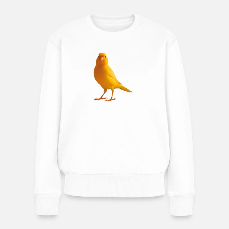 Kanarienvogel yellow bird - Frauen Premium Bio Pullover - Weiß