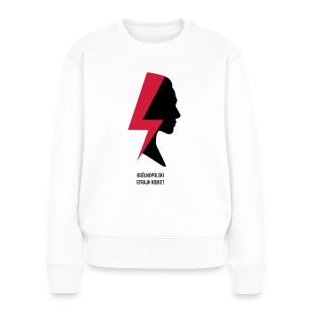 Solidarität mit dem Frauenstreik in Polen! - Frauen Premium Bio Pullover - Weiß - Vorne - Julia (174cm)