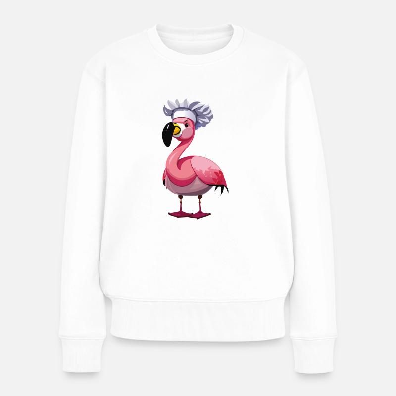 flamingo koch - Frauen Premium Bio Pullover - Weiß