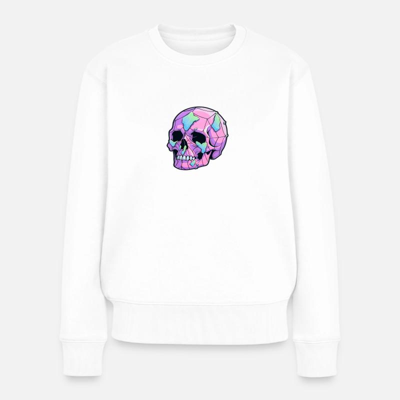 Geheimnisvoller Schädel - Frauen Premium Bio Pullover - Weiß