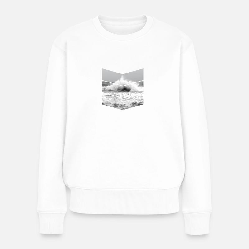 Welle - Frauen Premium Bio Pullover - Weiß
